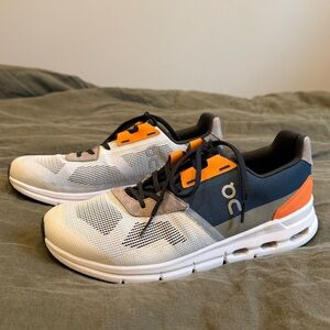 On Cloudrift shoes - white, navy, orange, olive - size 8